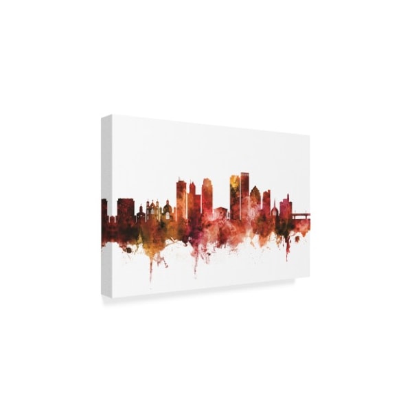 Michael Tompsett 'Dayton Ohio Skyline Red' Canvas Art,22x32